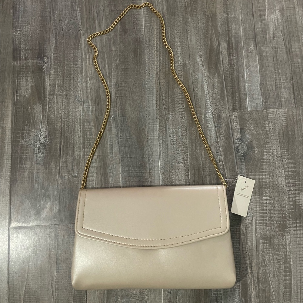 Famous Barr Vintage Envelope Crossbody Clutch Pearled Beige